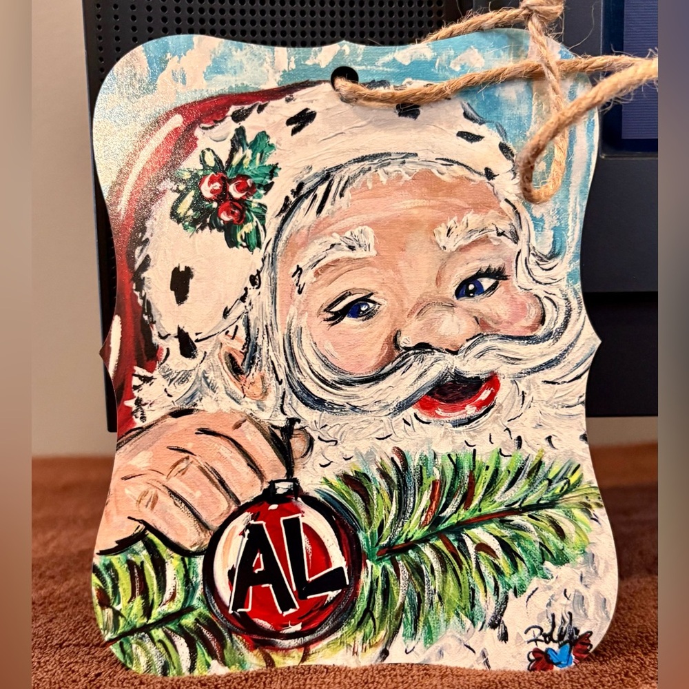 NWT Hand-Painted Santa Claus Alabama Holiday Ornament